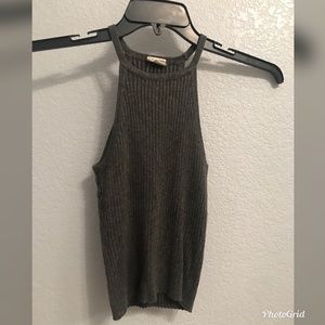 Grey Ribbed Sweater Tank Top
